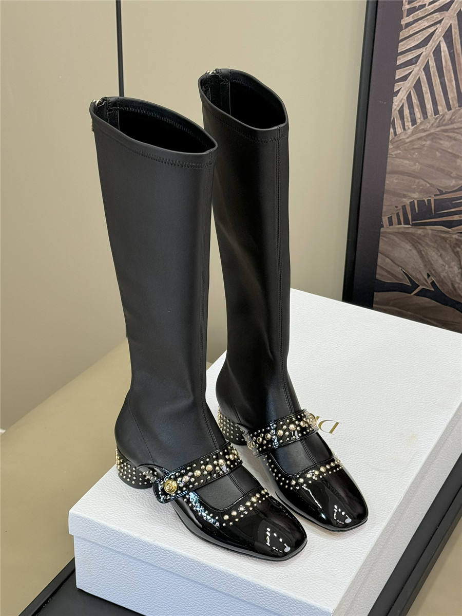 D10r stretch lambskin long boots