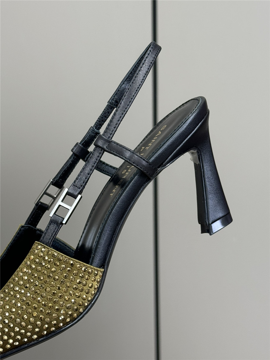 yves sa1nt lau*nt y51 D1am0nd slingback sandals