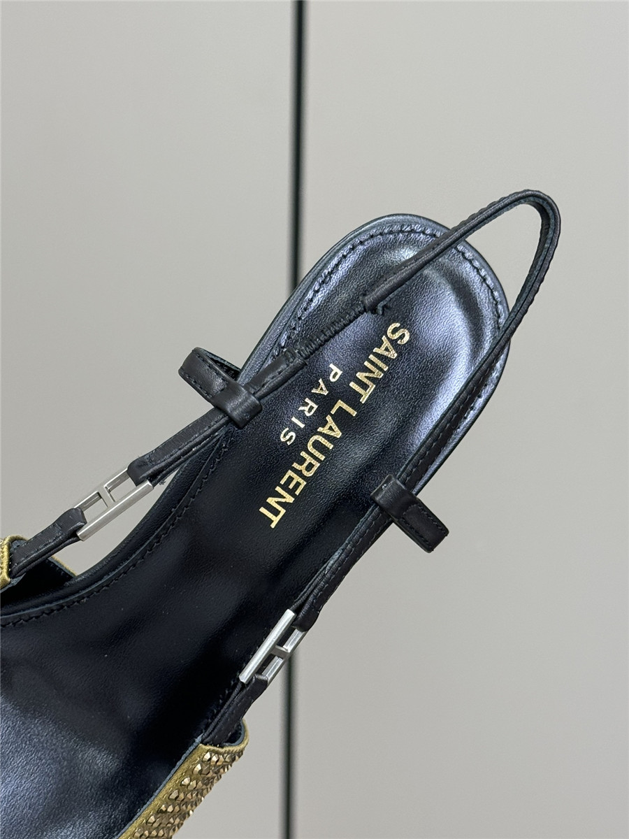 yves sa1nt lau*nt y51 D1am0nd slingback sandals