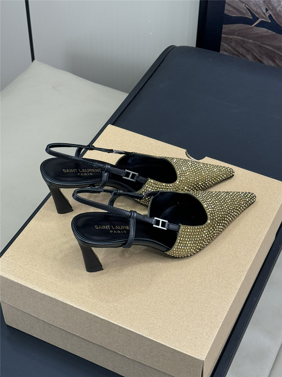 yves sa1nt lau*nt y51 D1am0nd slingback sandals