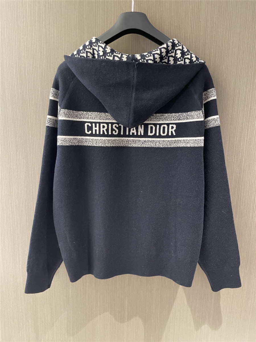 D10r oblique reversible hooded cardigan in blue
