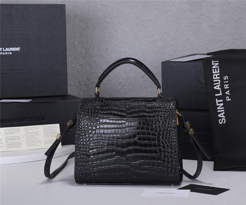 Sa1nt Lau*nt medium cassandra croc-effect bag
