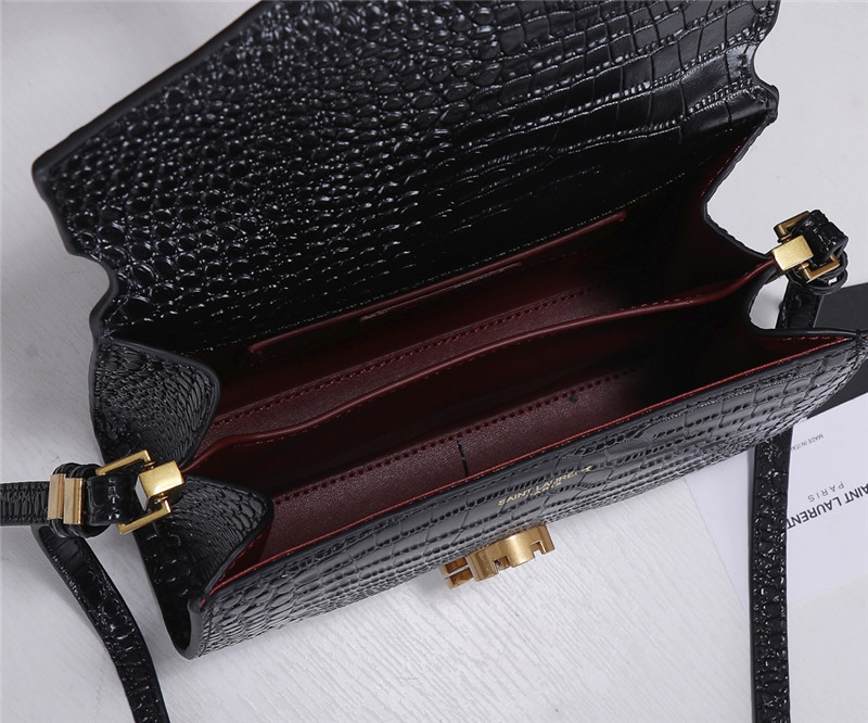 Sa1nt Lau*nt medium cassandra croc-effect bag