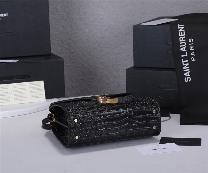 Sa1nt Lau*nt medium cassandra croc-effect bag