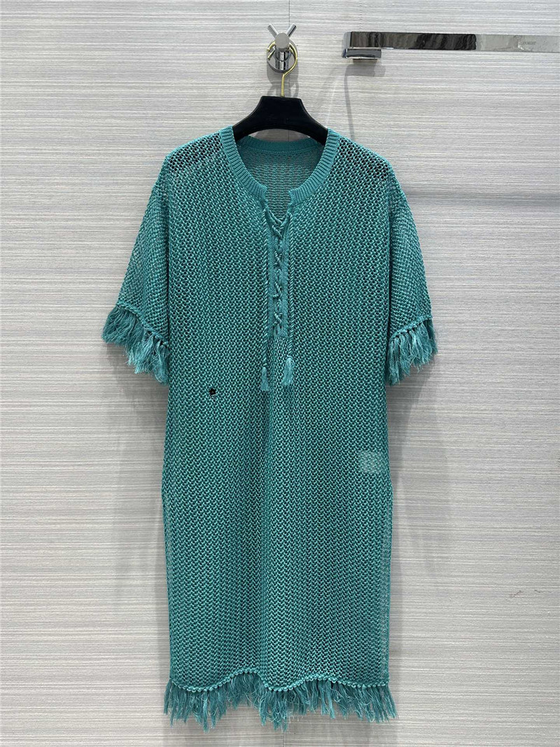 D10r wispy crochet knit smock dress