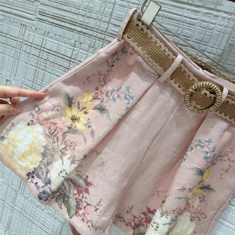 zimm linen cotton high waisted shorts