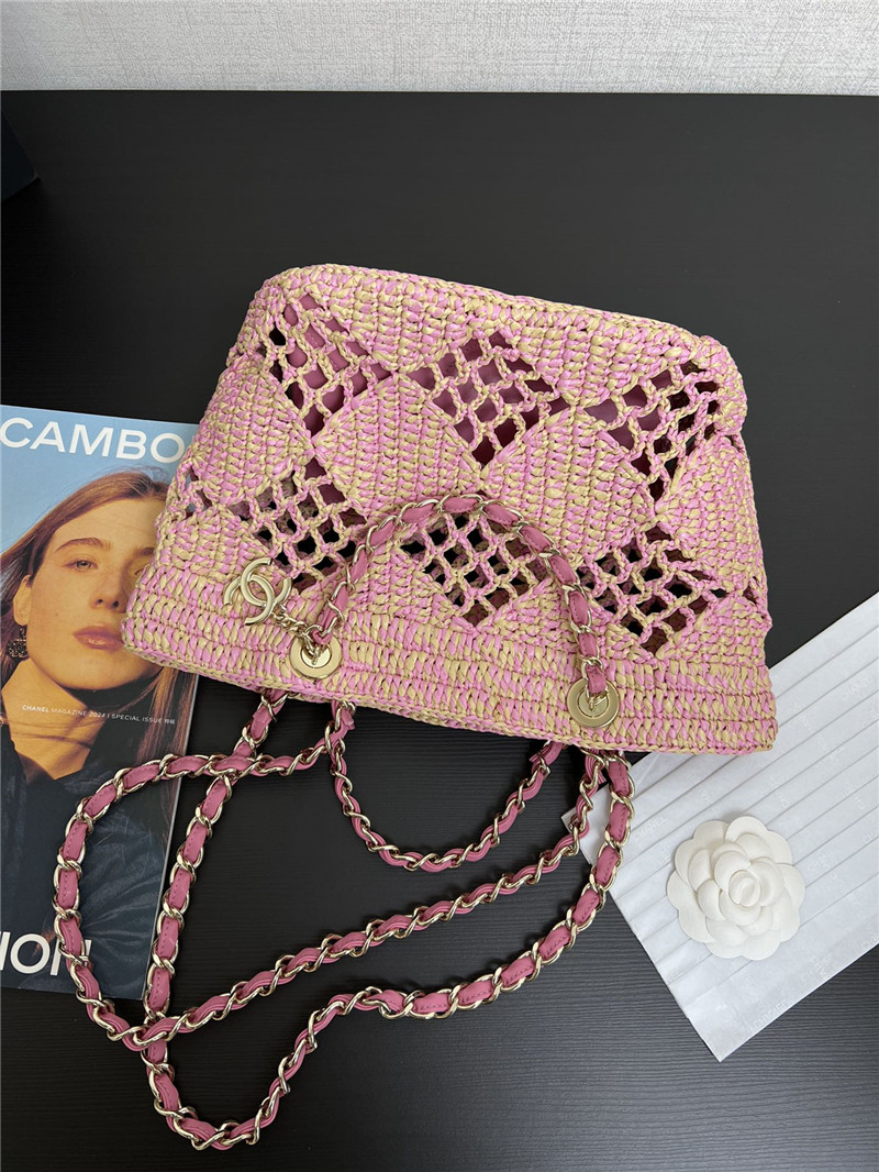 Ch**el coco raffia weave bag
