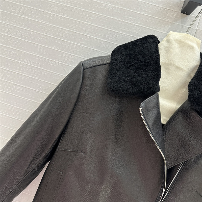 H**me5 lambskin collar motorcycle jacket