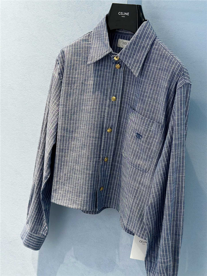 Ce1i*e logo denim striped shirt