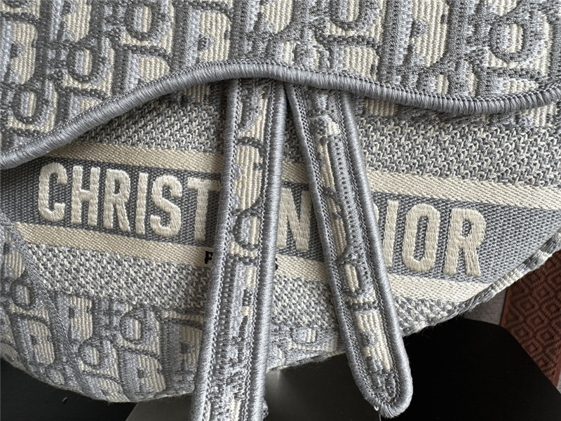 D10r light gray embroidered denim saddle bag