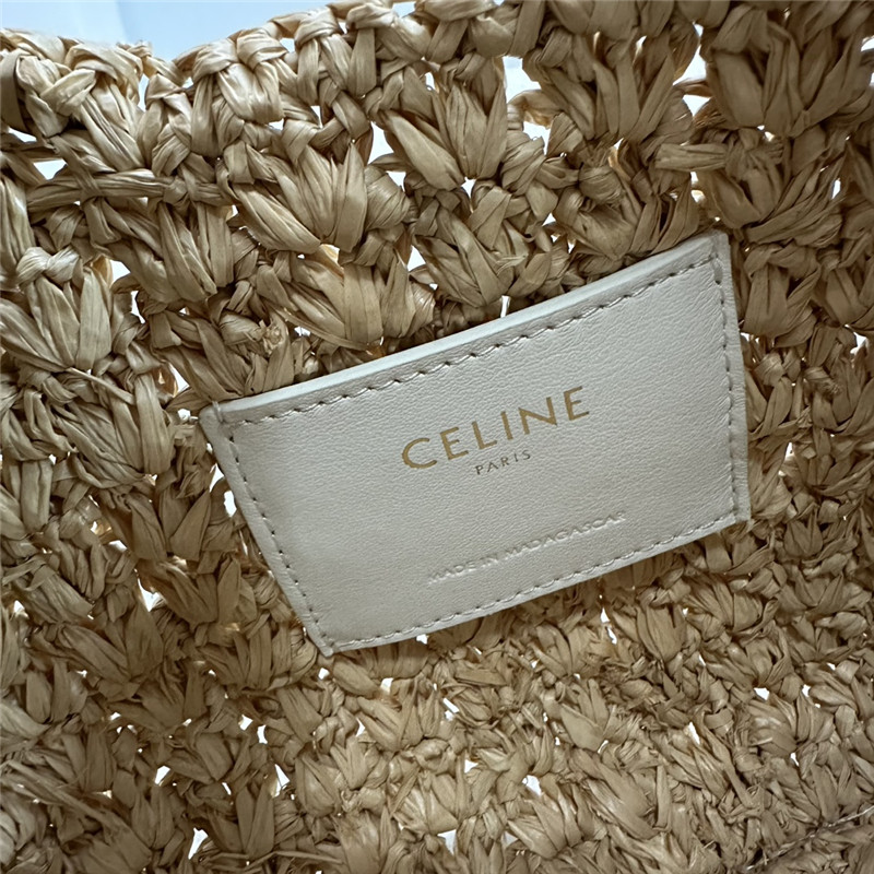 Ce1i*e classic panier hobo bag in white raffia & calfskin