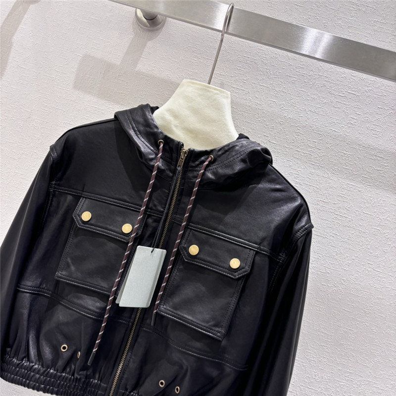 Ba1en*iaga hooded cropped sheepskin jacket