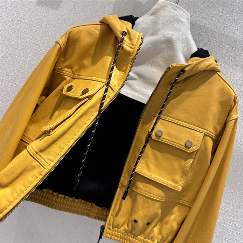 Ba1en*iaga hooded cropped sheepskin jacket