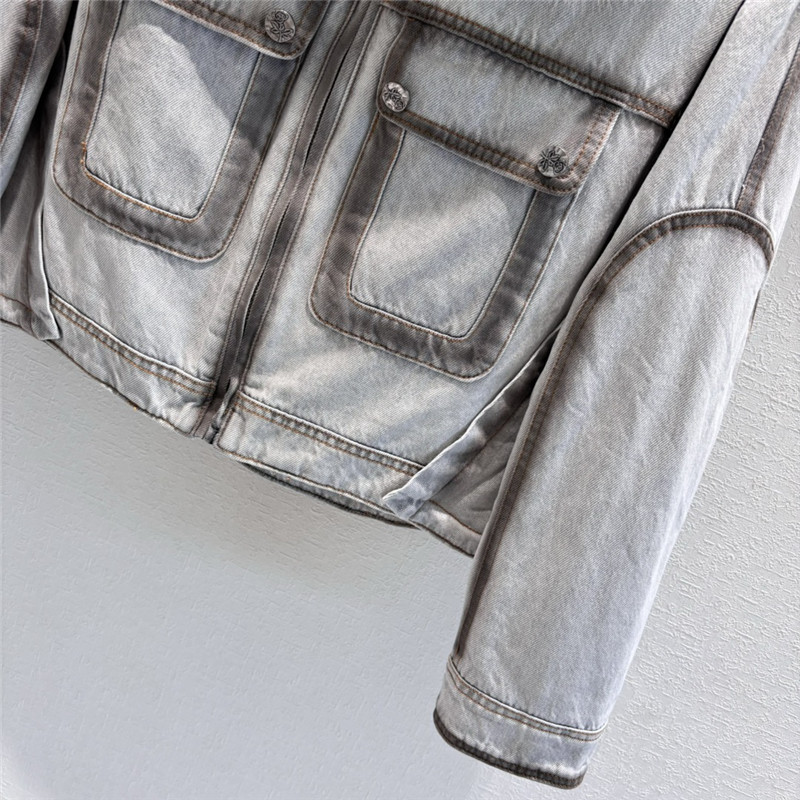Vanitoo fox fur collar denim jacket