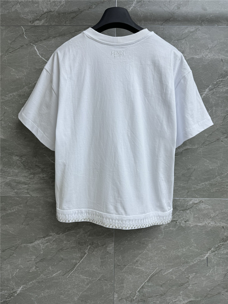 F**di beaded round neck t shirt
