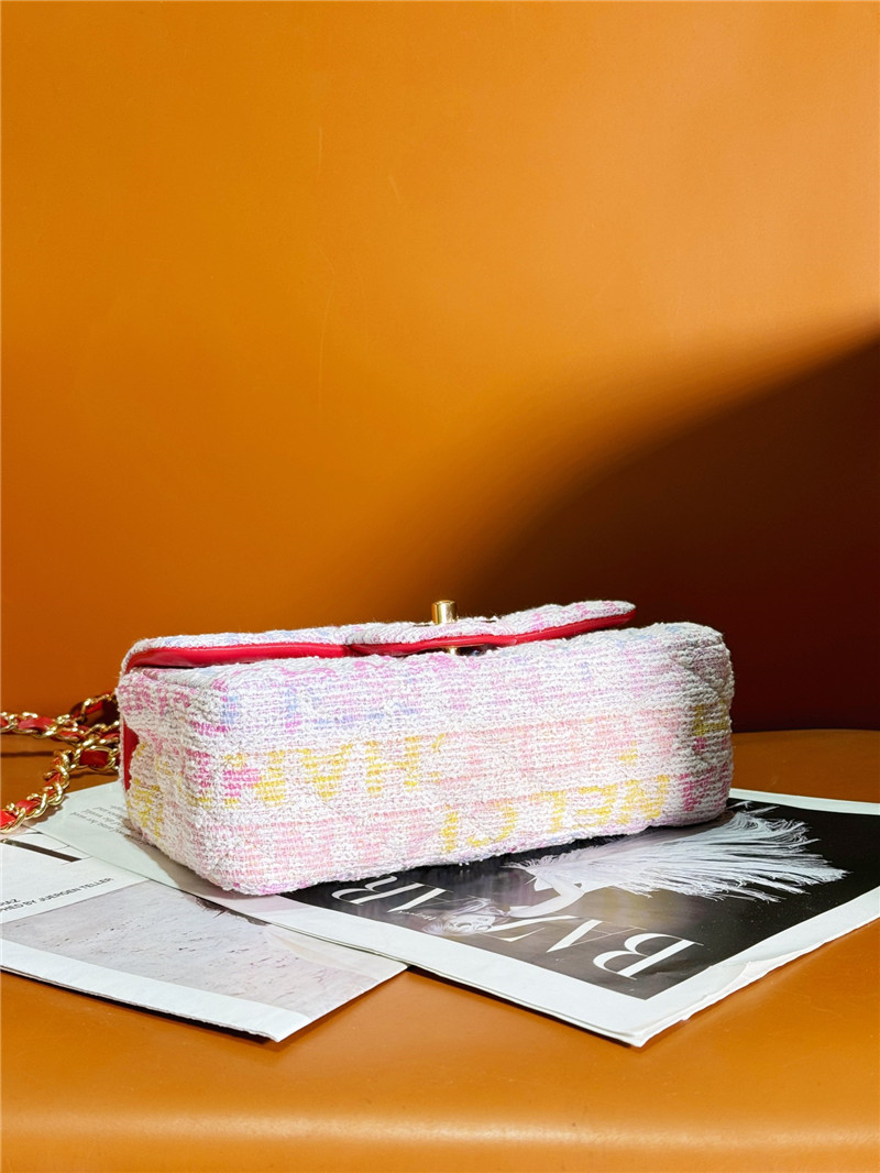 Ch**el logo woolen pink cf bag