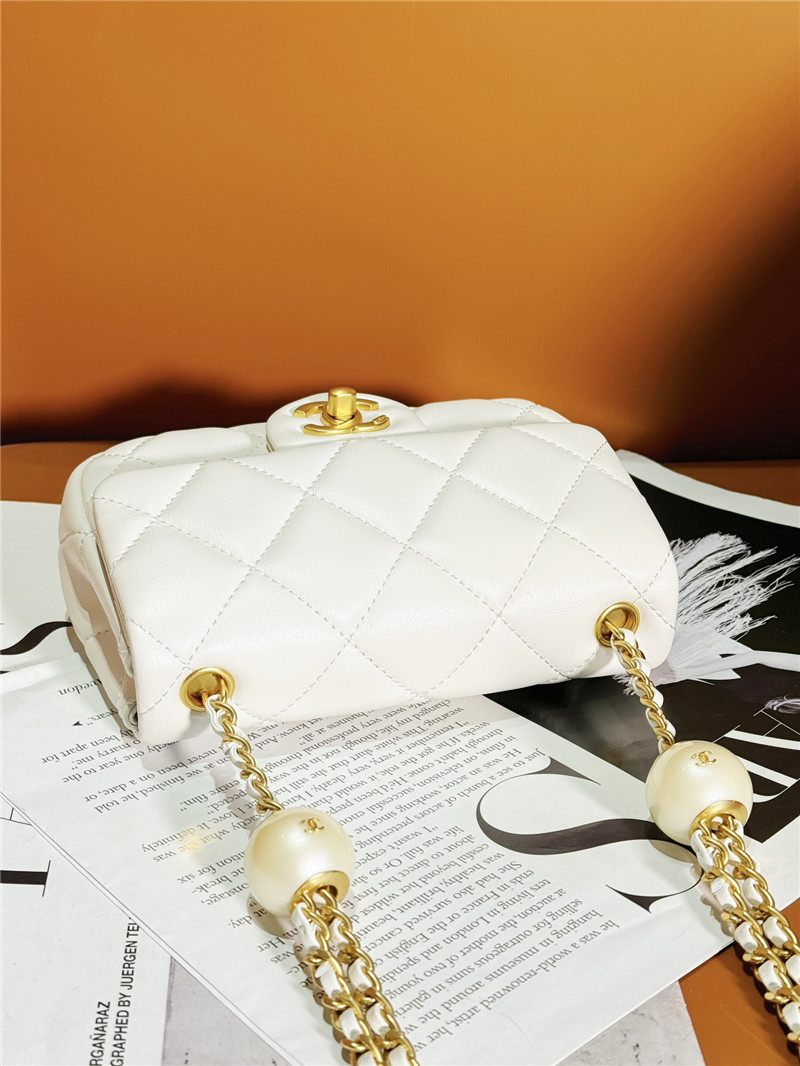 Ch**el pearl white classic cf bag small