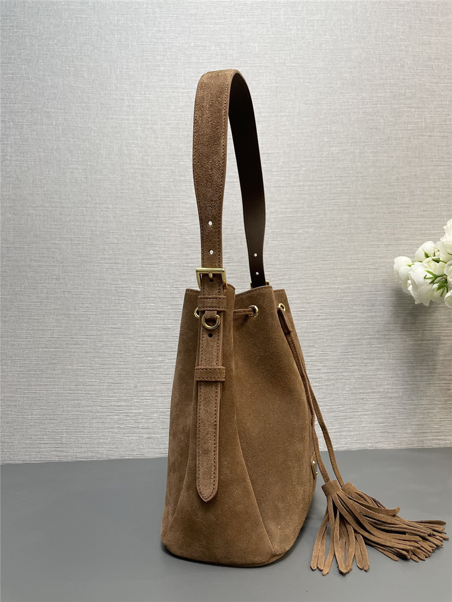 Pra*a suede bucket bag