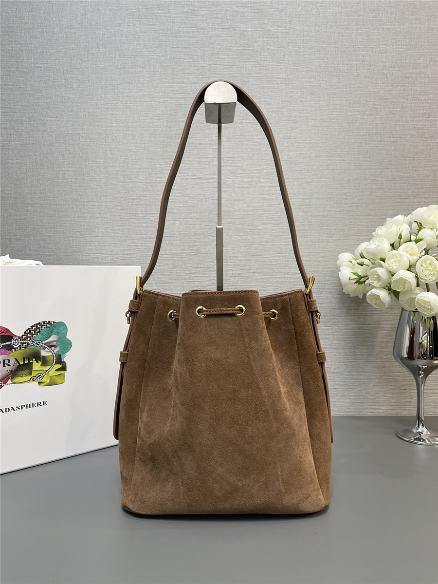 Pra*a suede bucket bag