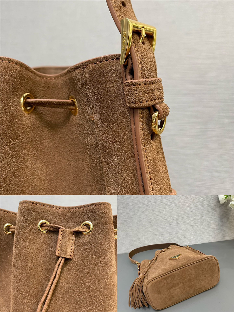 Pra*a suede bucket bag