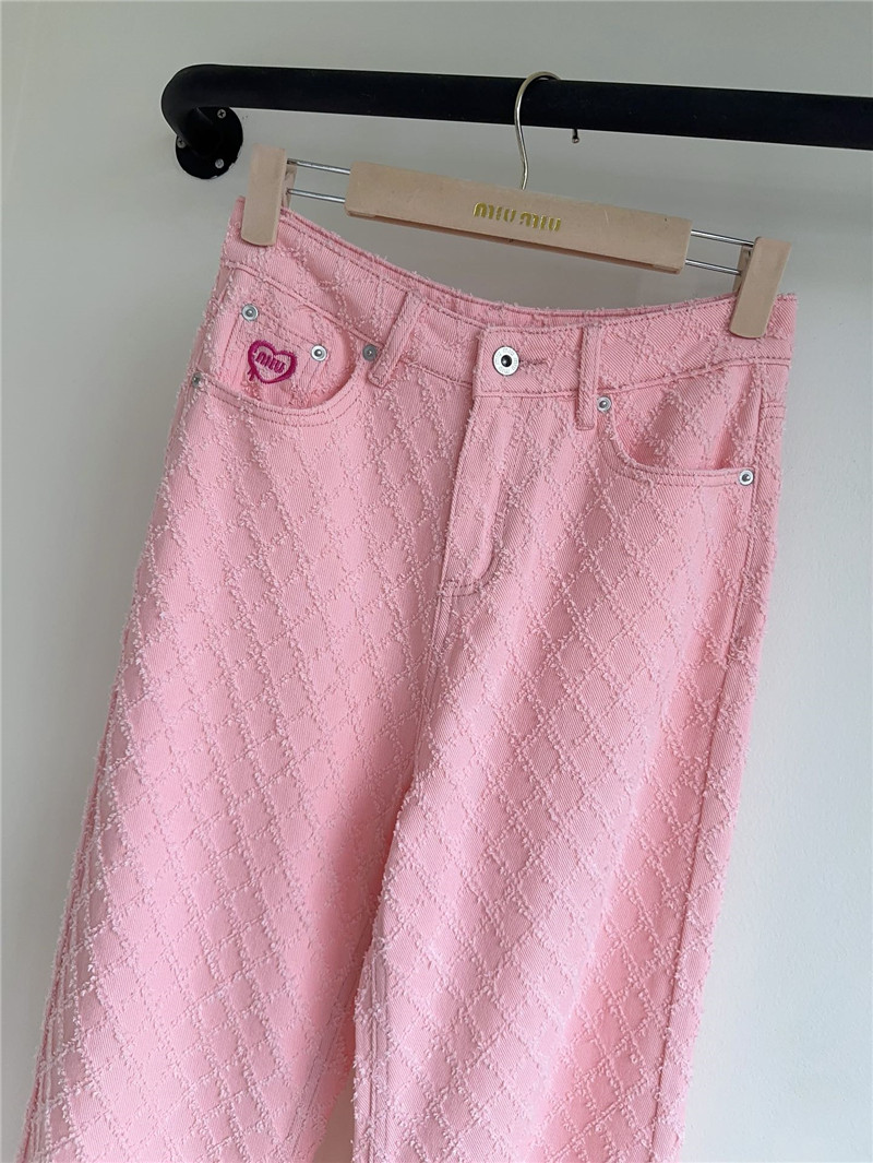 M1um1u embroidered jacquard straight leg jeans