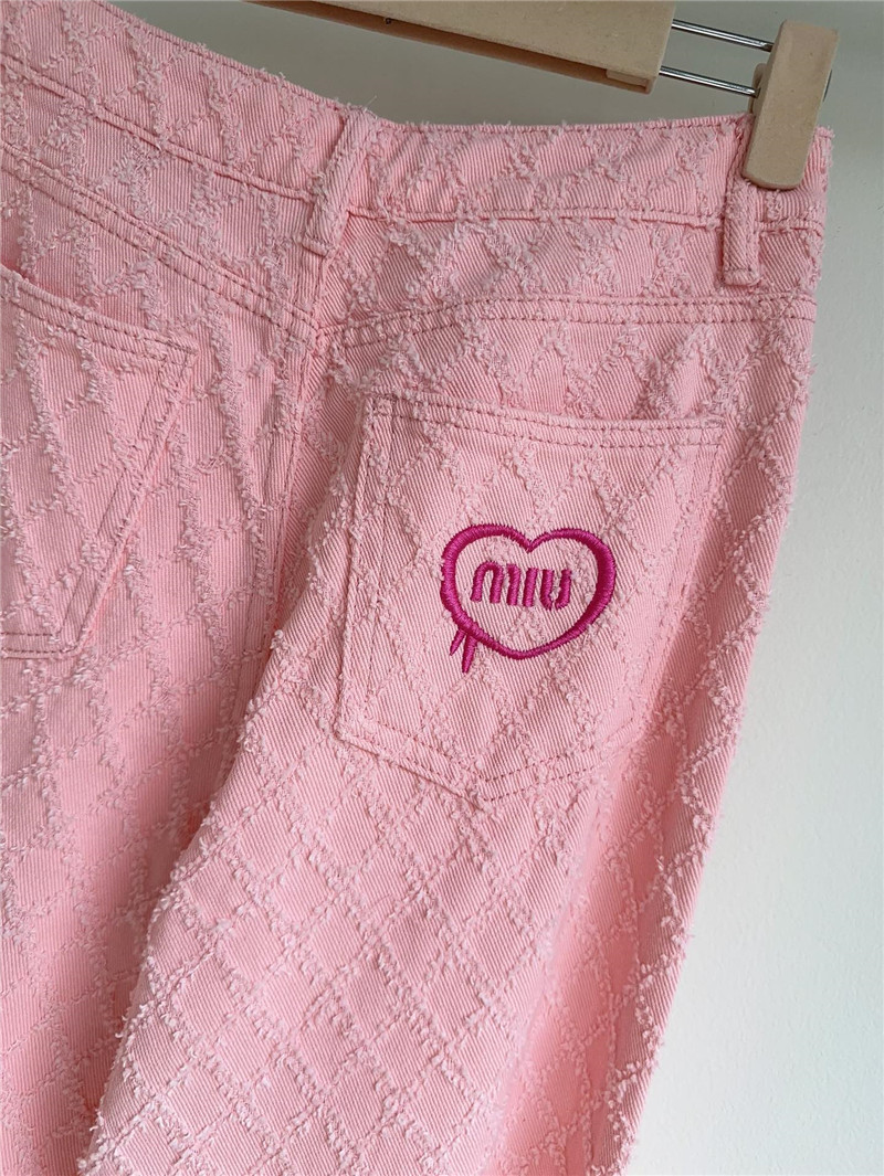 M1um1u embroidered jacquard straight leg jeans