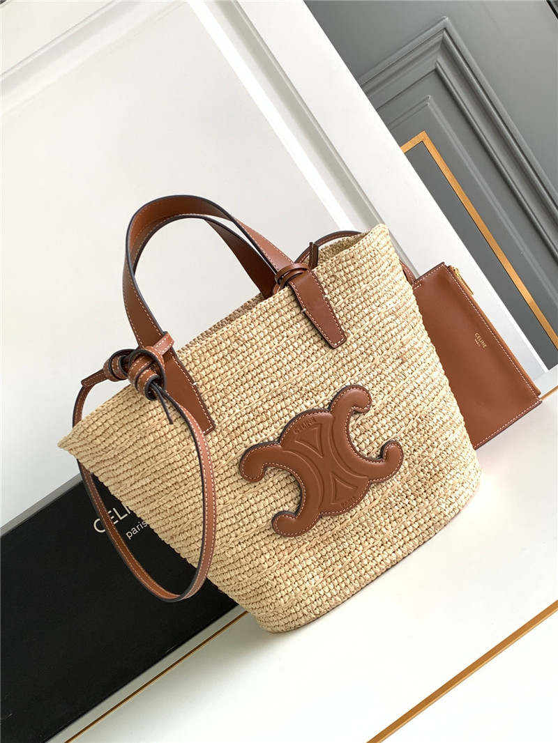 Ce1i*e teen plant cowhide classic basket bag brown