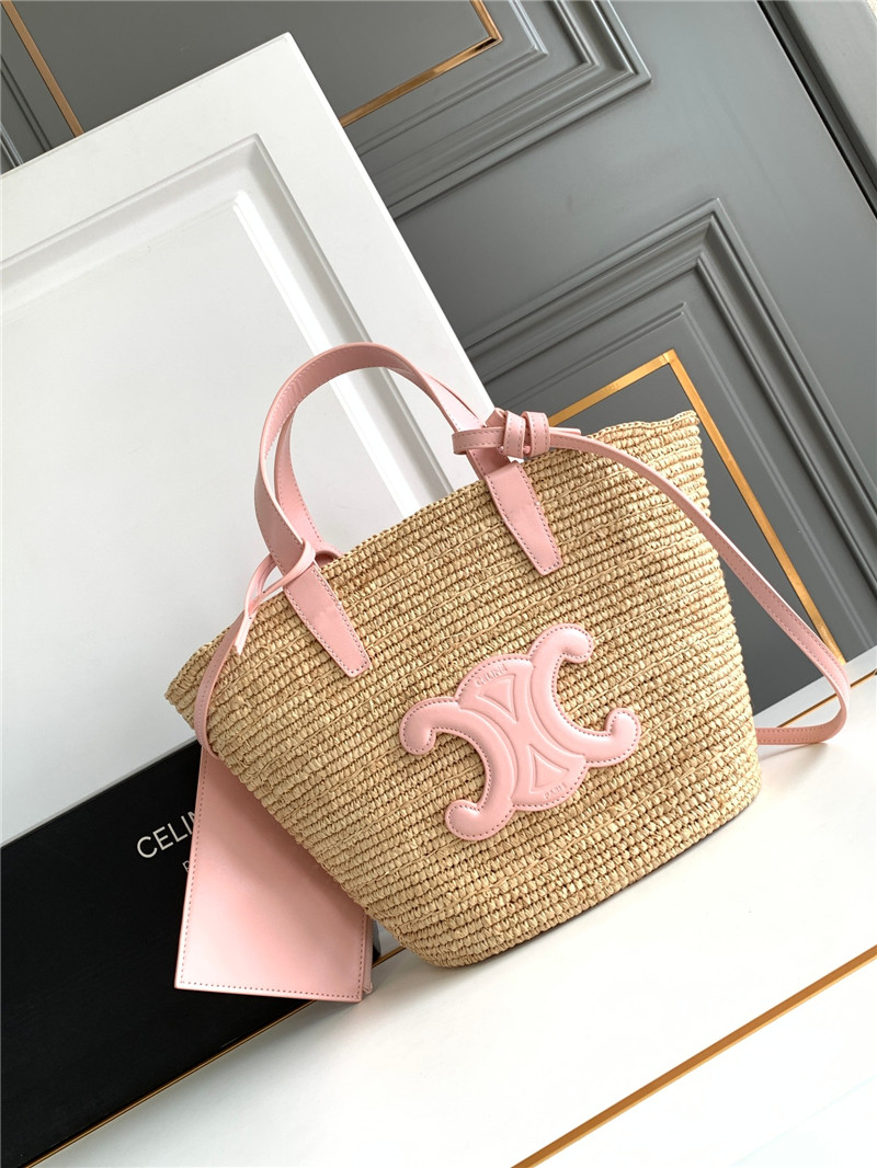 Ce1i*e teen plant cowhide classic basket bag pink