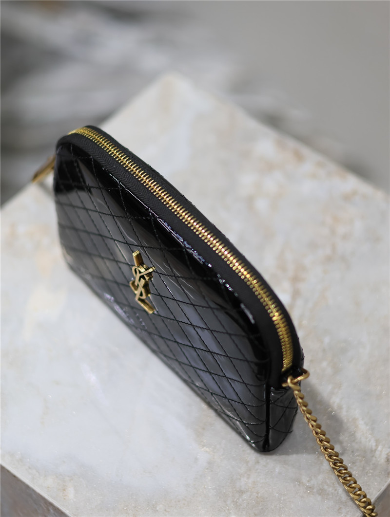 Sa1nt Lau*nt patent leather gaby zipped pouch