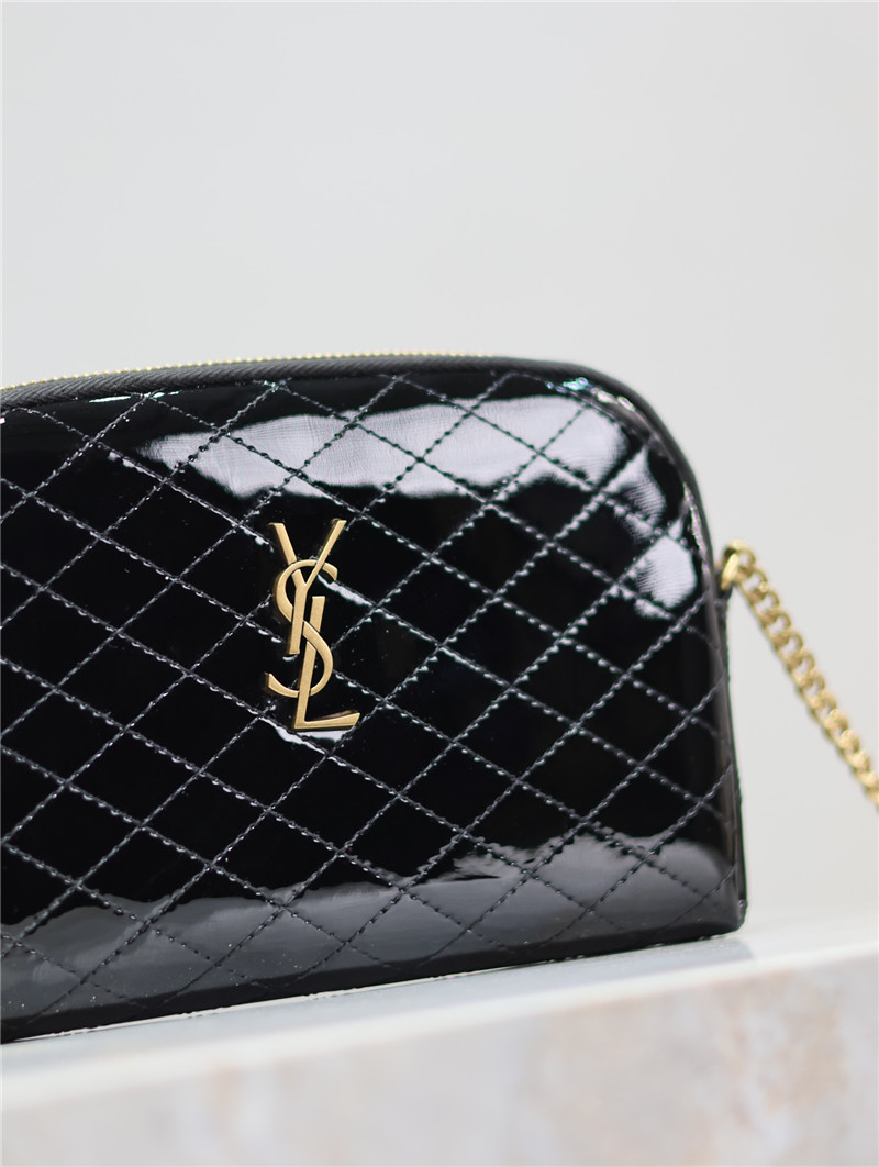 Sa1nt Lau*nt patent leather gaby zipped pouch