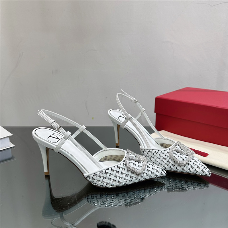 va1e*ntin0 heavy woven v D1am0nd high heel sandals