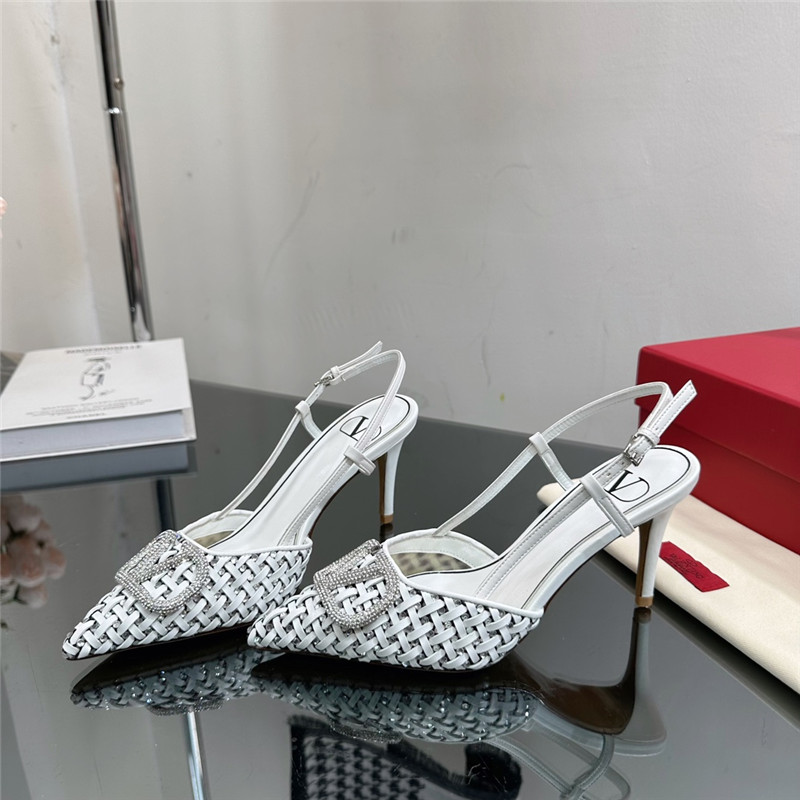 va1e*ntin0 heavy woven v D1am0nd high heel sandals