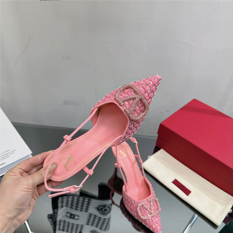 va1e*ntin0 heavy woven v D1am0nd high heel sandals