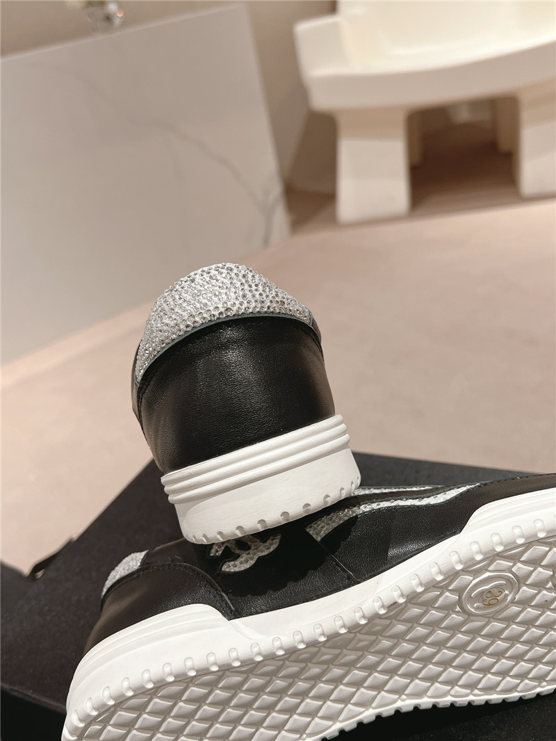 Ch**el rhinestone stitching casual sneakers