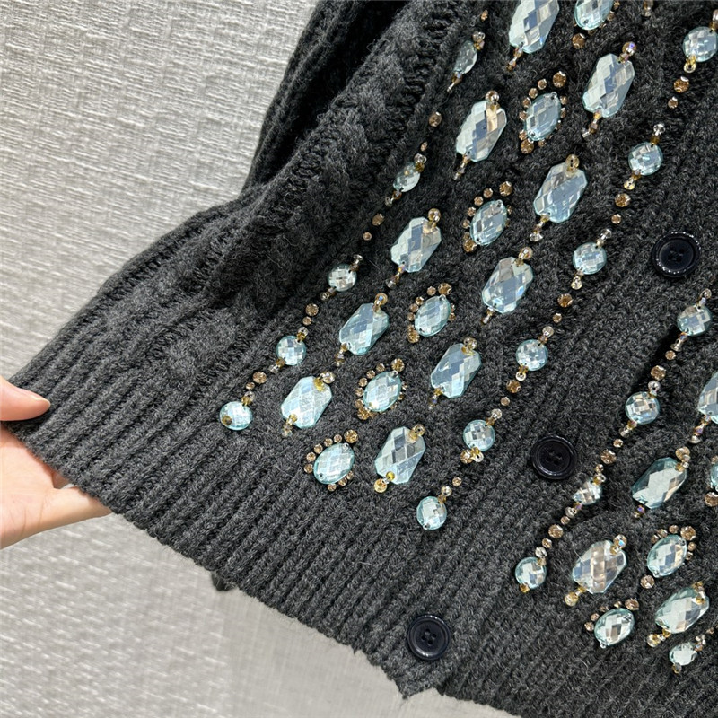 Miu Miu Round Neck Beaded Cardigan