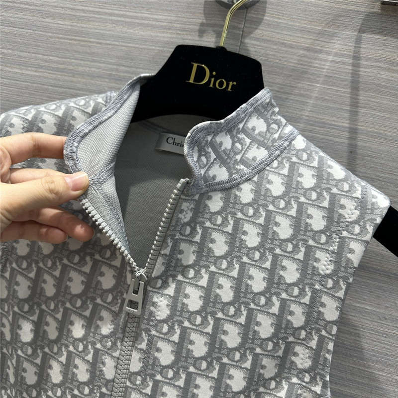D10r grey sleeveless logo print dress