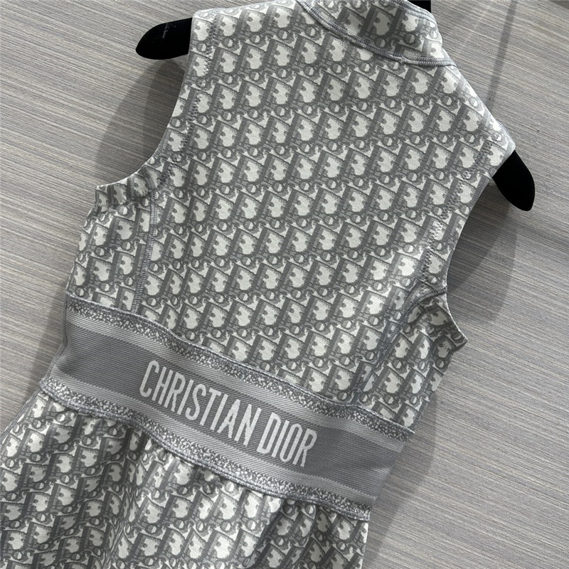 D10r grey sleeveless logo print dress
