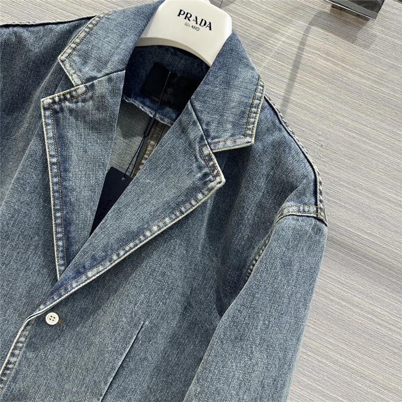 Pra*a enzyme washed denim blazer