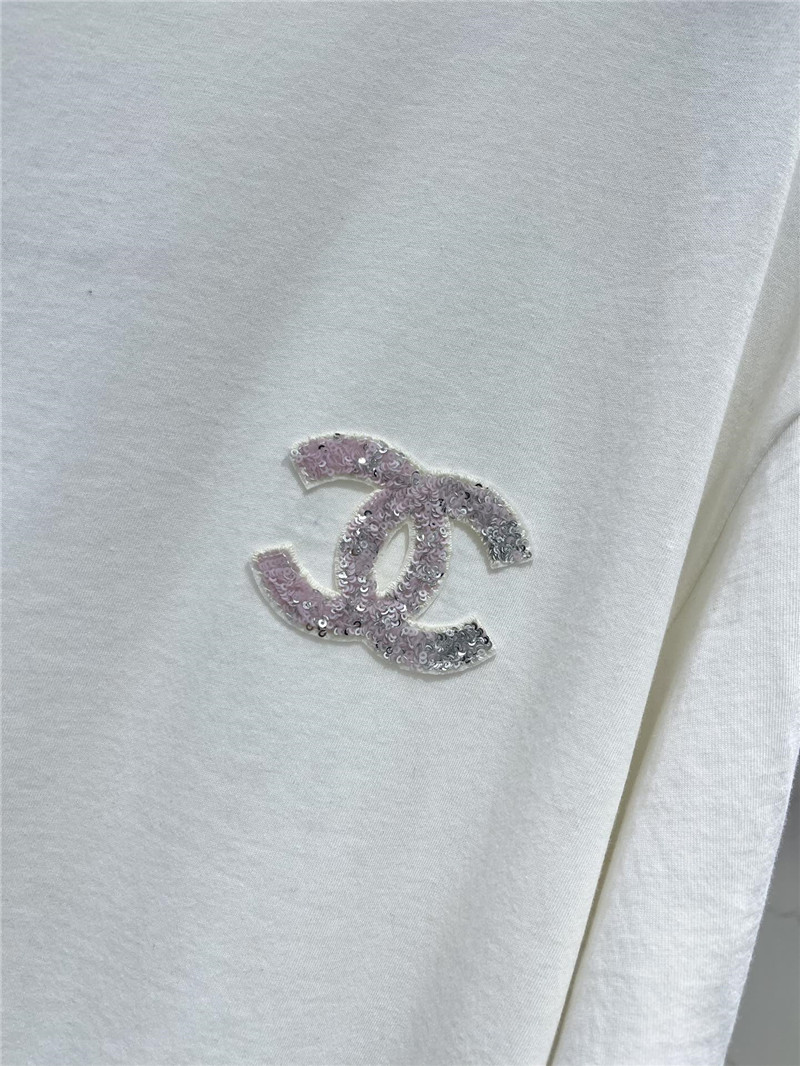 Ch**el pure cotton double c letter loose t-shirt