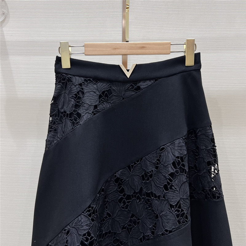 Va1e*ntin0 embroidered patchwork long skirt