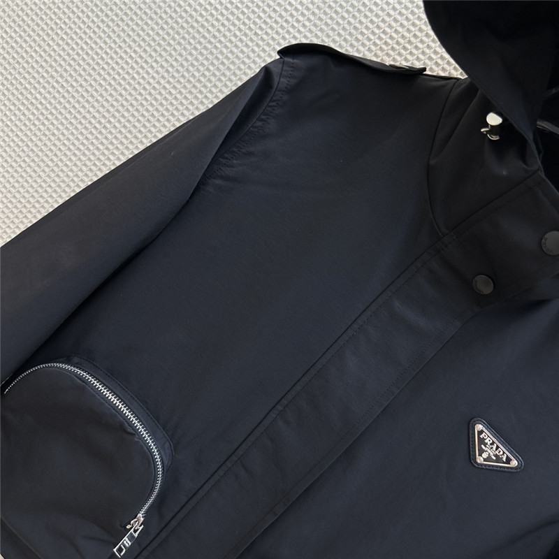 Pra*a hooded zippered short double pocket jacket