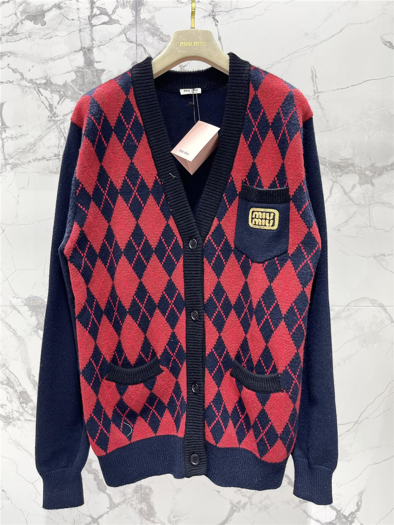 miu miu logo D1am0nd knit cardigan