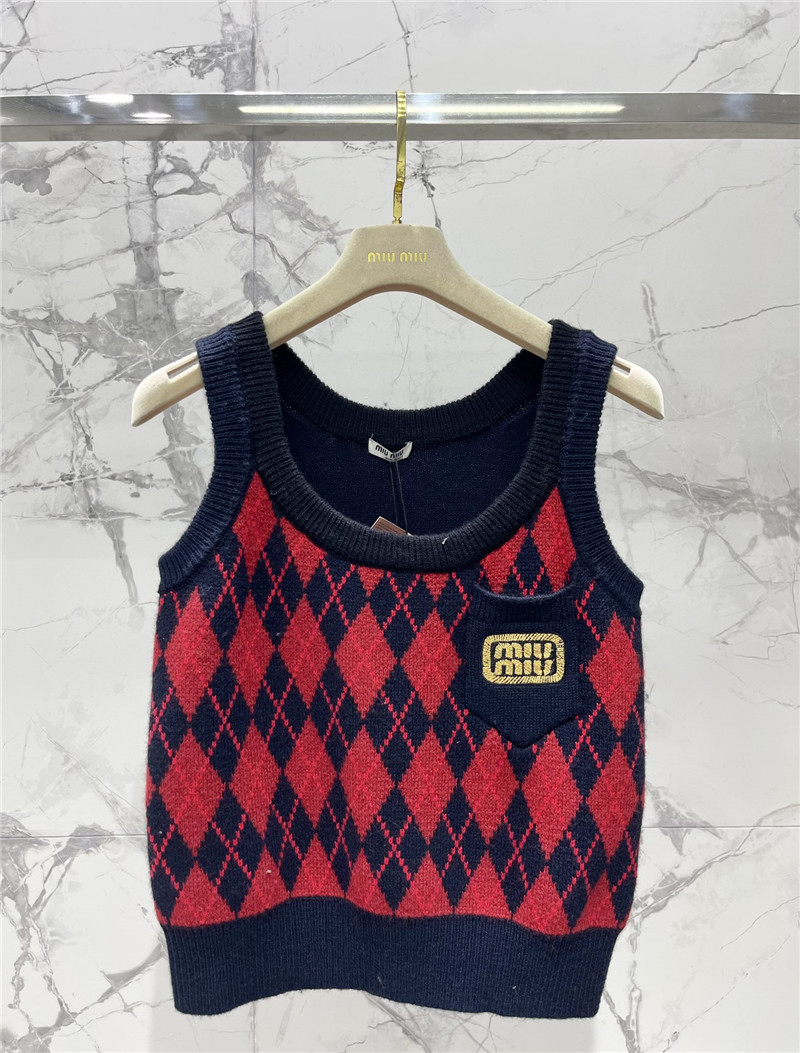 miu miu logo D1am0nd wool vest