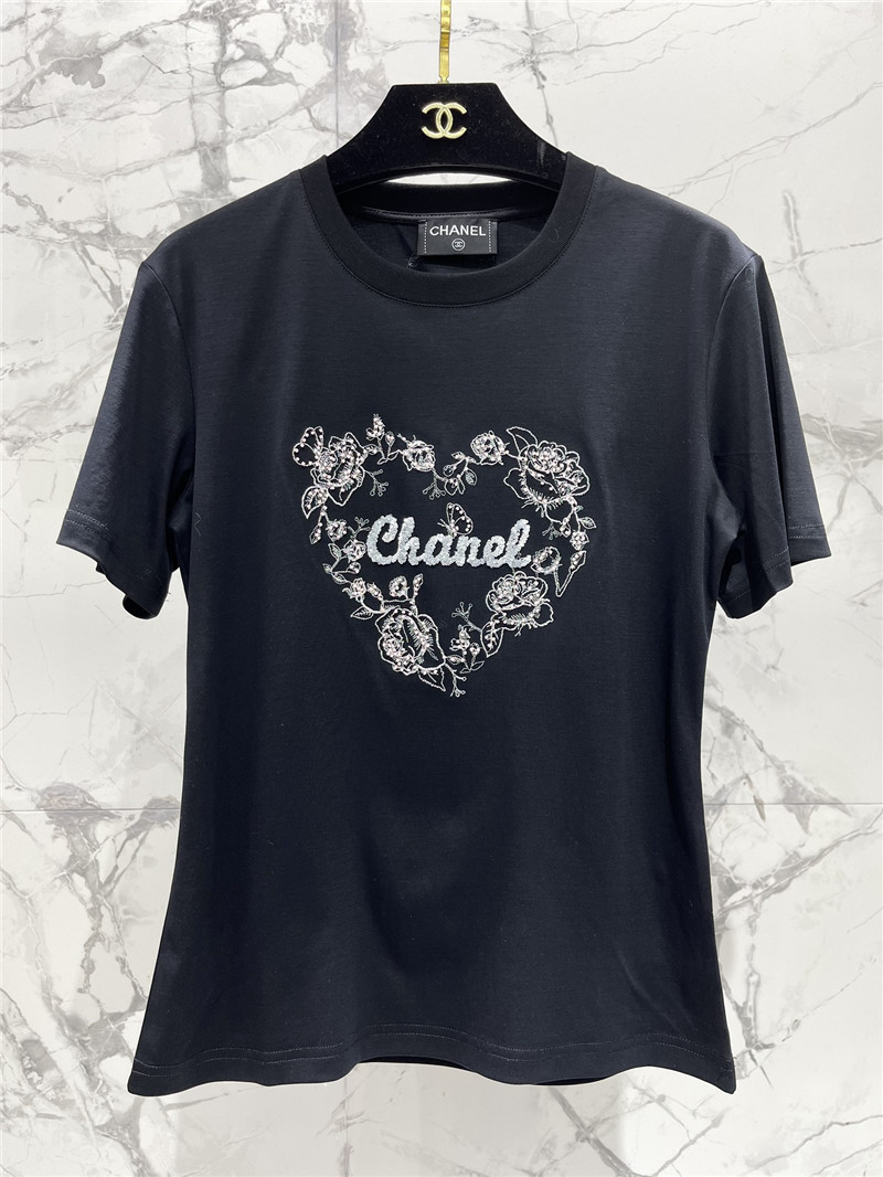 Ch**el colorblock embellished short-sleeved t-shirt