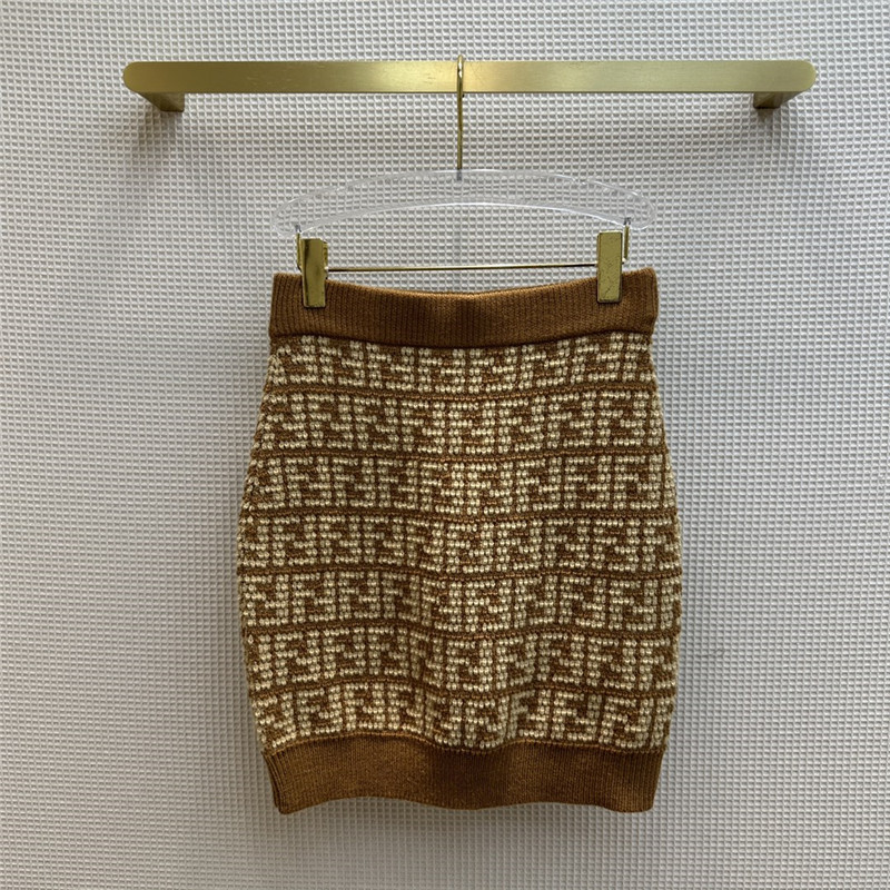 F**di classic ff jacquard knitted hip skirt