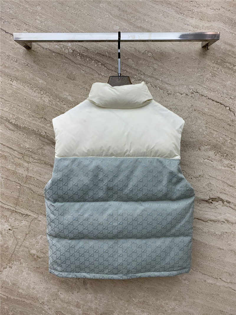 Gvc*1 double g jacquard letter stand collar down vest jacket