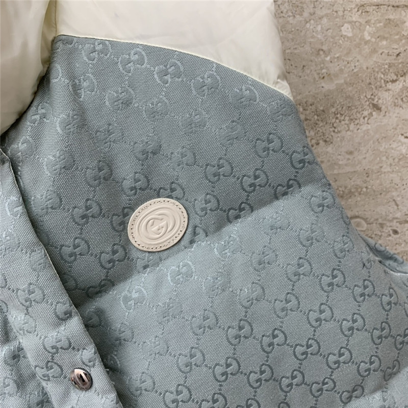 Gvc*1 double g jacquard letter stand collar down vest jacket