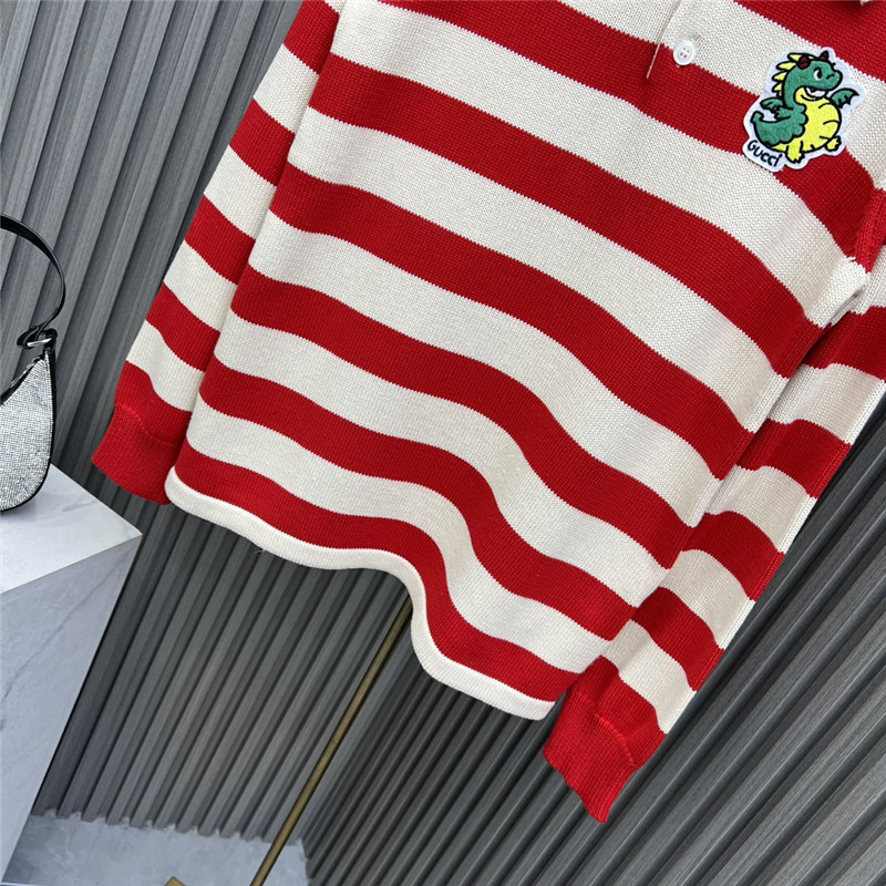 Gvc*1 logo stripe lapel knitted polo shirt