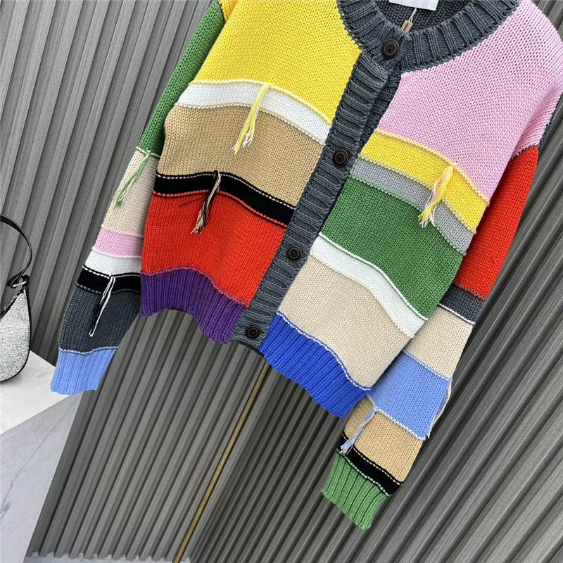 Miu Miu Colorblock Cable Knitted Cardigan