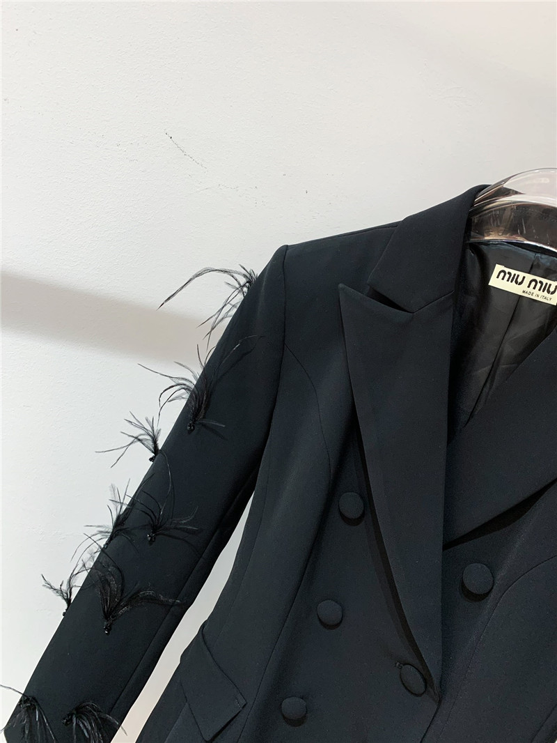 M1um1u luxurious patchwork feather acetate blazer